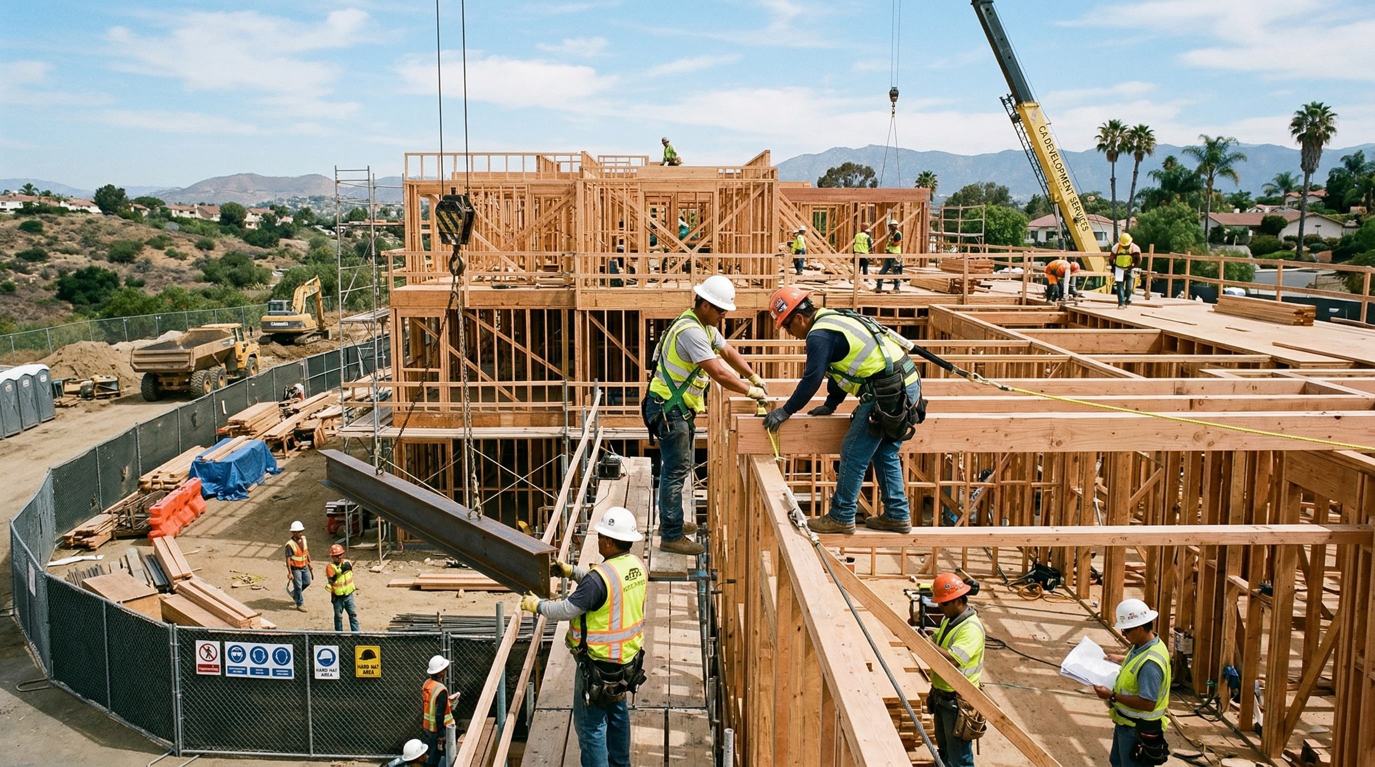 Construction site protected by builders risk insurance