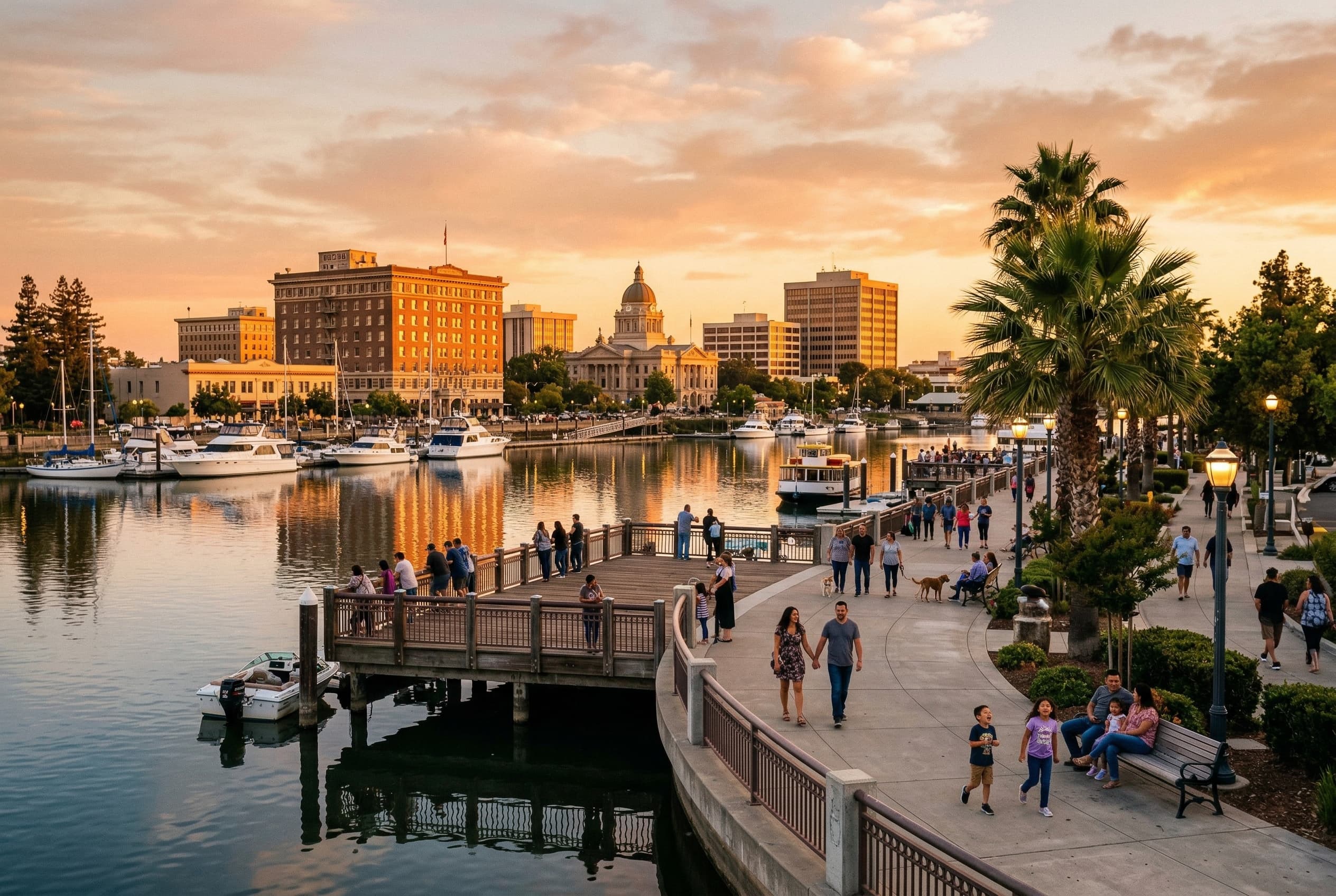 Aerial view of the Stockton community and Central Valley