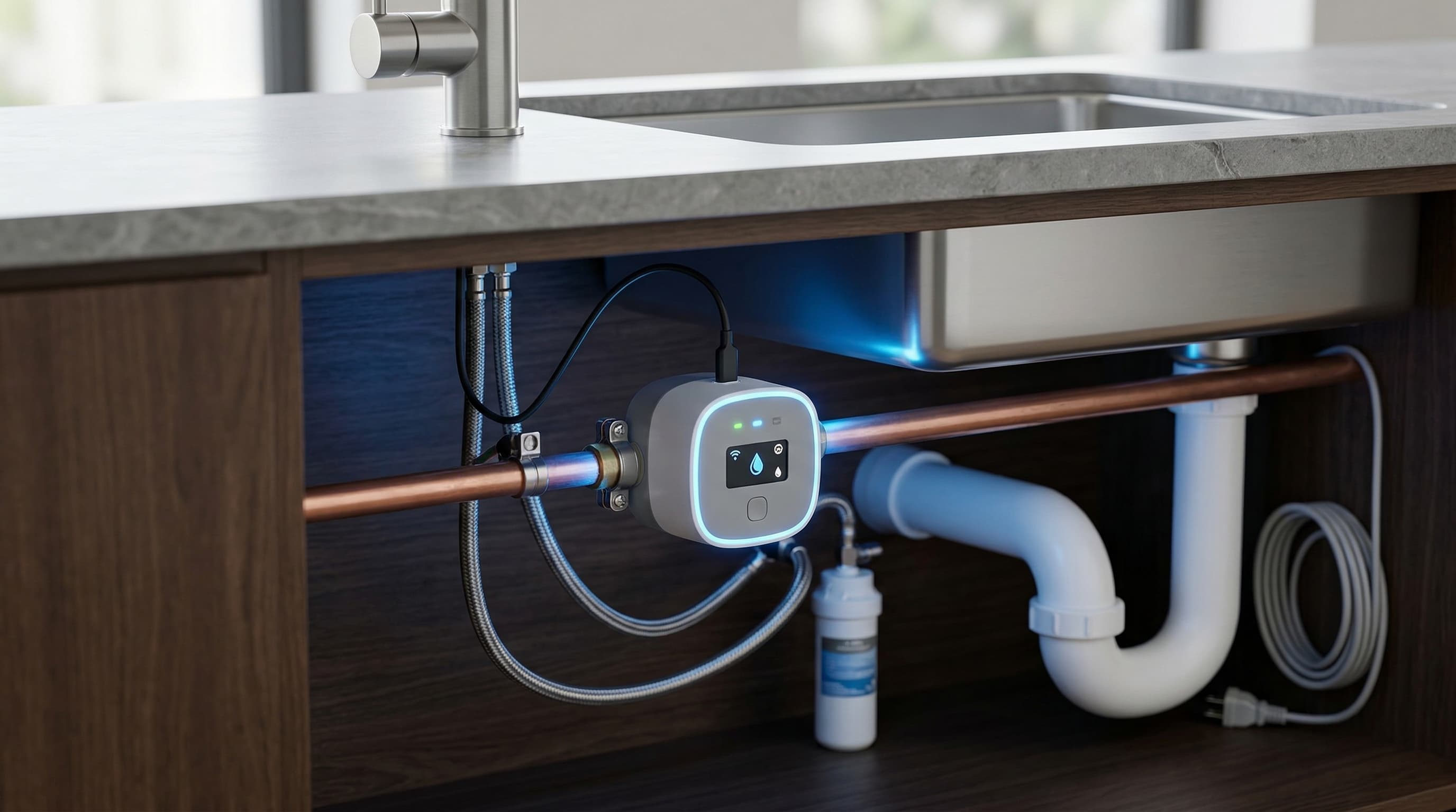 Dispositivo inteligente de detección de fugas de agua para hogares en California